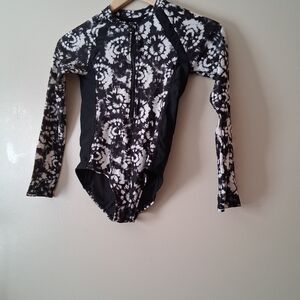 Athleta Black & White  Long Sleeve One-Piece